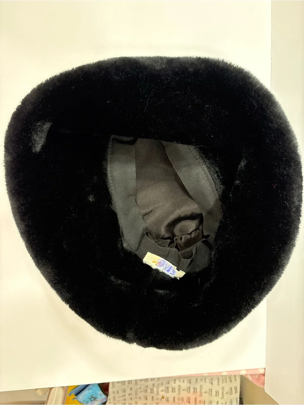 Vintage Betmar Black Faux Fur Bucket Hat